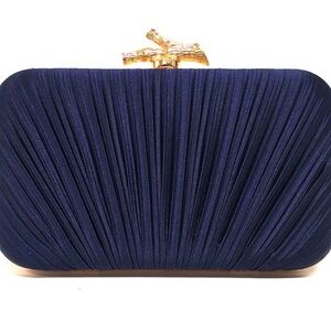 Chic & elegant evening navy Clutch with Gold Clash